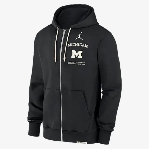 Nike Michigan Wolverines On-Court баскетбольні Men’s Jordan Brand Dri-FIT College Full-Zip Толстовка з капюшоном колір чорний