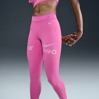 Nike Pro женская Mid-Rise 7/8 Mesh-Panel Graphic лосины Pink