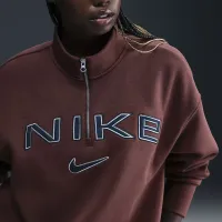 Nike Sportswear Phoenix Fleece женская оверсайз 1/4-Zip Logo Top цвет коричневый