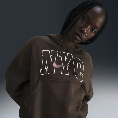 Nike Sportswear Phoenix Fleece женская Over-оверсайз Толстовка с капюшоном цвет коричневый