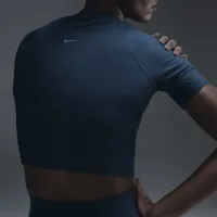 Nike Zenvy Rib женская Dri-FIT Short-Sleeve Top синий