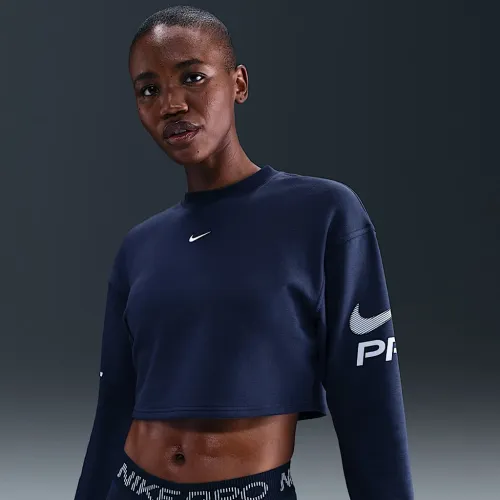 Nike Pro жіноча Dri-FIT Loose Crew-Neck French Terry світшот блакитний