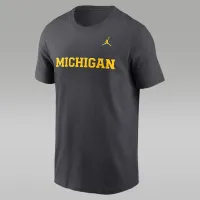 Michigan Wolverines Primetime Wordmark мужские Nike College футболка цвет серый