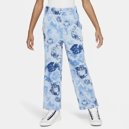 Nike Sportswear Club Fleece Big детские (Girls') French Terry Wide-Leg Pants синий