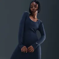 Nike Sportswear Chill Knit женская Tight Long-Sleeve Midi Mini-Rib Костюм синий