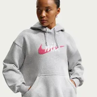 Nike Sportswear Phoenix Fleece жіноча оверсайз Logo Толстовка з капюшоном колір сірий