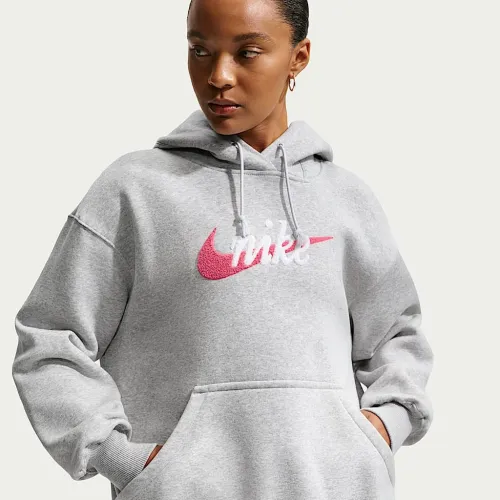 Nike Sportswear Phoenix Fleece жіноча оверсайз Logo Толстовка з капюшоном колір сірий