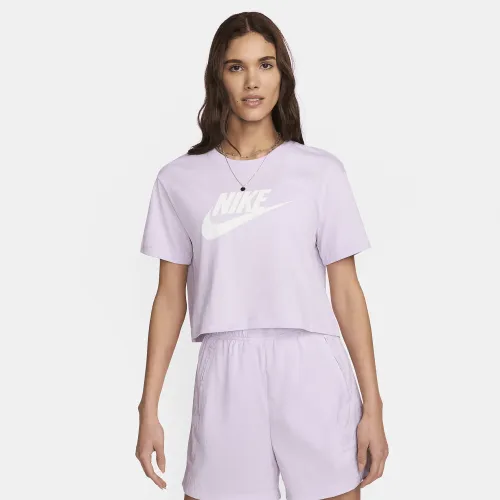 Nike Sportswear Essential жіноча Cropped Logo футболка колір фіолетовий