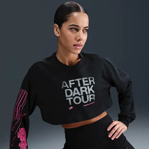 Nike After Dark Tour женская оверсайз Long-Sleeve Cropped футболка цвет черный