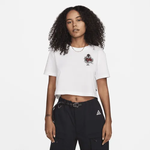 Nike SB x Sky колір коричневий жіноча Cropped Skate футболка колір білий