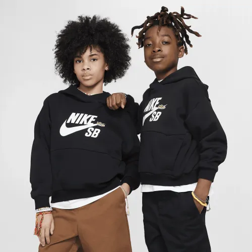 Nike SB Icon Fleece EasyOn Big дитячі оверсайз Pullover Толстовка з капюшоном колір чорний