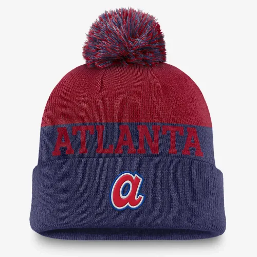 Atlanta Braves Rewind Peak мужские Nike MLB Cuffed Pom Beanie синий