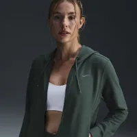 Nike Dri-FIT One жіноча Full-Zip French Terry Толстовка з капюшоном колір зелений