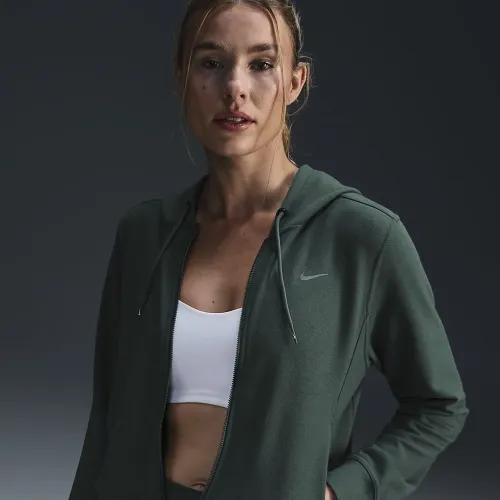 Nike Dri-FIT One жіноча Full-Zip French Terry Толстовка з капюшоном колір зелений