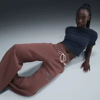 Nike Sportswear Phoenix Fleece женская С высокой Талией Wide-Leg Logo Pants цвет коричневый
