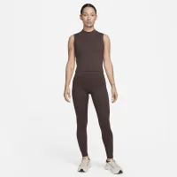 Nike One Fitted женская Dri-FIT Mock-Neck Cropped Tank Top цвет коричневый