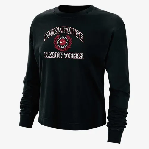Morehouse женская Nike College Boxy Long-Sleeve футболка цвет черный