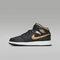 Nike Air Jordan 1 Mid Big детские Кроссовки цвет черный