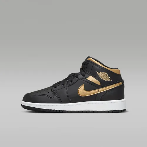 Nike Air Jordan 1 Mid Big детские Кроссовки цвет черный