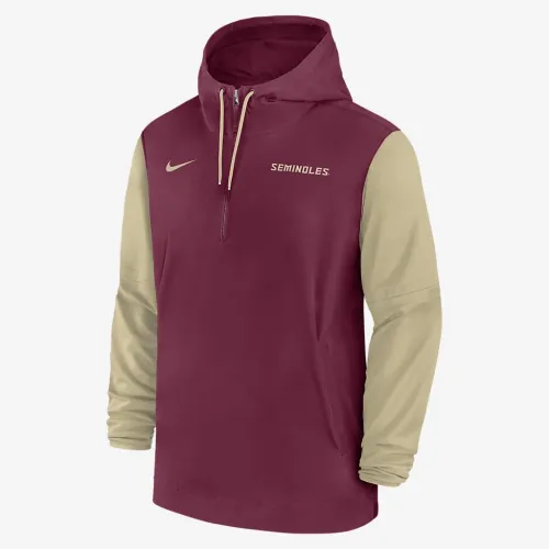 Florida State Seminoles Sideline Pre-Game Player мужские Nike College 1/2-Zip Hooded Куртка цвет красный