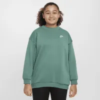 Nike Sportswear Club Fleece Big детские (Girls') оверсайз свитшот (Extended Size) цвет зеленый