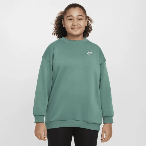 Nike Sportswear Club Fleece Big детские (Girls') оверсайз свитшот (Extended Size) цвет зеленый
