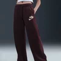 Nike Sportswear Club Fleece женская Mid-Rise Wide-Leg Pants цвет красный