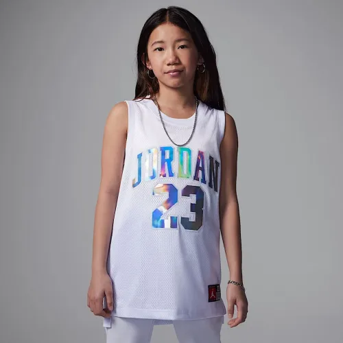 Nike Jordan Big дитячі 23 Printed Metallic Jersey колір сірий