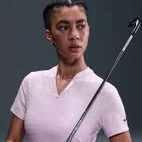 Nike Tour женская Dri-FIT Short-Sleeve Blade Jacquard для гольфа Polo цвет фиолетовый
