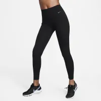 Nike Universa жіноча Medium-Support З високою талією Full-Length Zippeколір червоний лосіни з кишенямиколір чорний