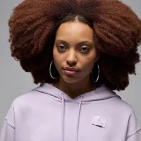 Nike Jordan Flight Fleece женская Satin-Lined Pullover Толстовка с капюшоном цвет фиолетовый