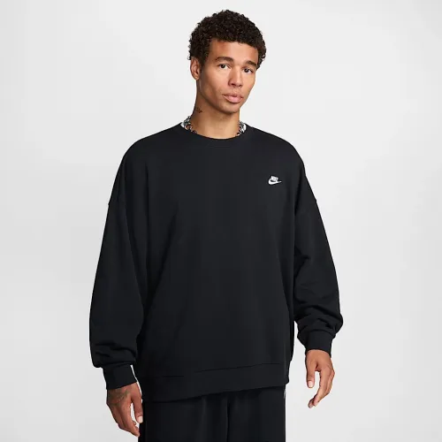 Nike Club Fleece мужские оверсайз French Terry Crew цвет черный
