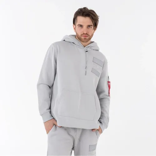 Кофта/футболка Alpha Industries Patch Толстовка з капюшоном LF 136330666 - Сіра
