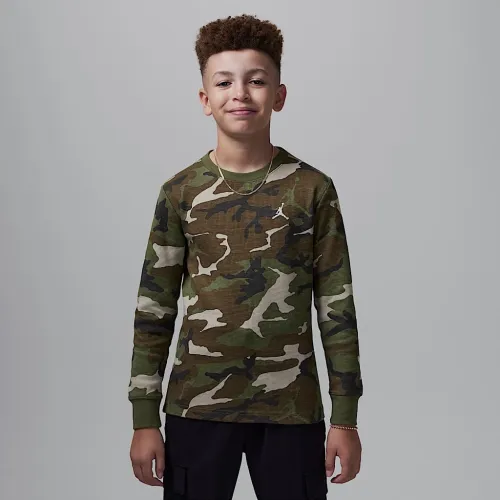 Nike Jordan Brooklyn Essentials Big детские Camo Long Sleeve Top цвет зеленый