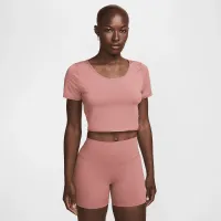 Nike One Classic жіноча Dri-FIT Short-Sleeve Cropped Twist Top Pink