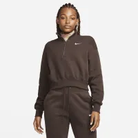 Nike Sportswear Phoenix Fleece жіноча 1/2-Zip Cropped світшот колір коричневий