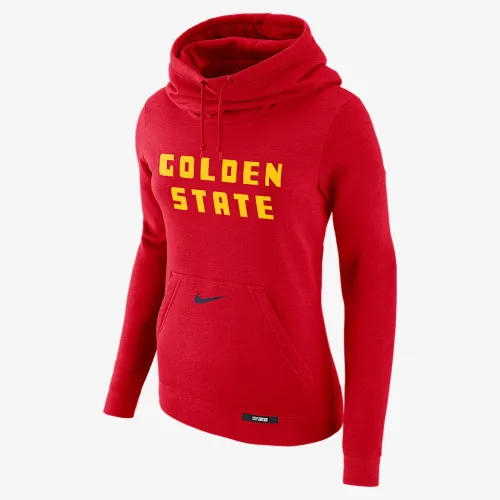 Golden State Warriors Club City Edition женская Nike NBA Fleece Funnel-Neck Толстовка с капюшоном цвет красный
