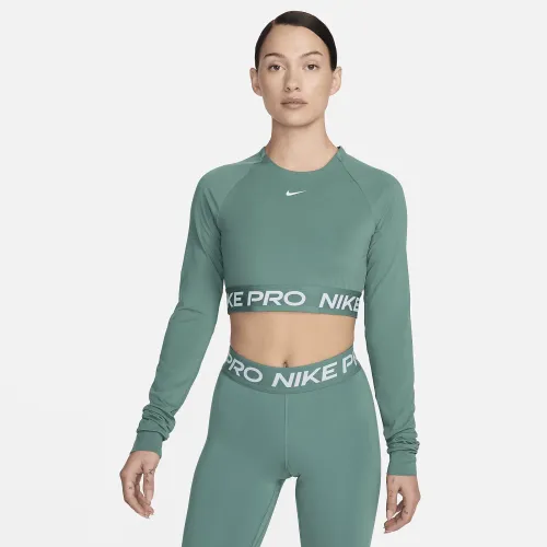 Nike Pro жіноча Dri-FIT Cropped Long-Sleeve Top колір зелений