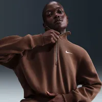 Nike Sportswear Phoenix Fleece женская 1/4-Zip Cropped свитшот цвет коричневый