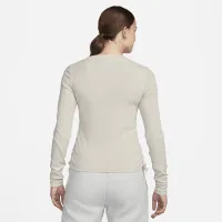 Nike Sportswear Essential женская Ribbed Long-Sleeve Mod Crop Top цвет коричневый