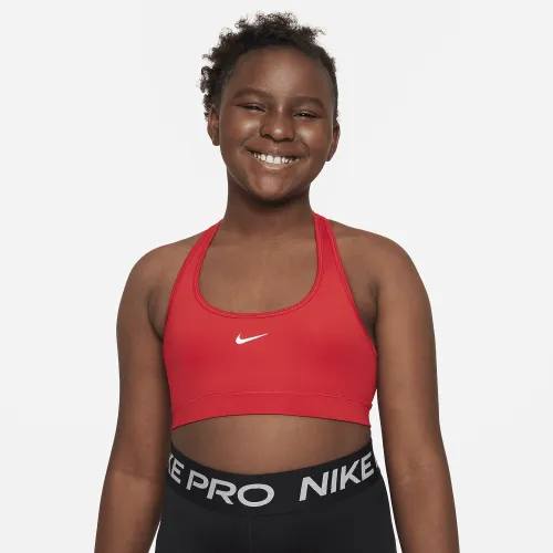 Nike Swoosh Big дитячі (Girls') Sports Bra (Extended Size) колір червоний