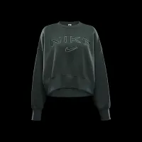 Nike Sportswear Phoenix Fleece женская Over-оверсайз Crew-Neck Logo свитшот цвет зеленый