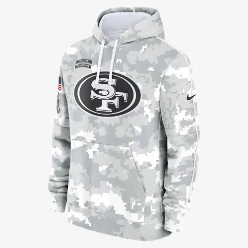 San Francisco 49ers Salute to Service Primary Edge Club мужские Nike NFL Pullover Толстовка с капюшоном цвет белый