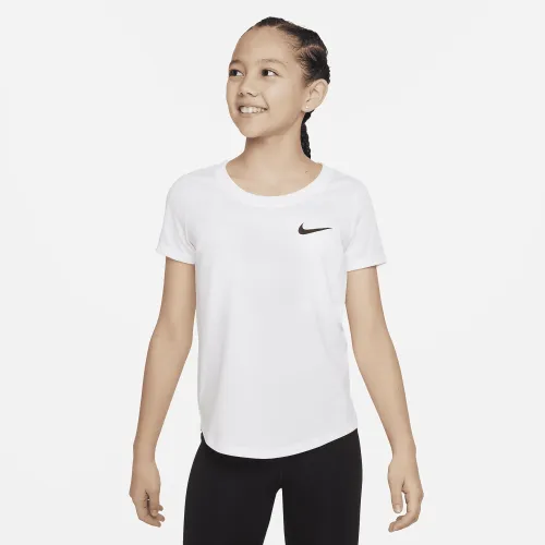 Nike Dri-FIT Big детские (Girls') тренировочные футболка цвет белый
