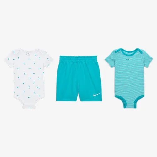 Nike Essentials Baby 3-Piece Striped Swooshfetti набор цвет зеленый