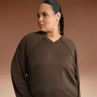 NikeSKIMS Airy жіноча оверсайз V-Neck Long-Sleeve Top колір коричневий