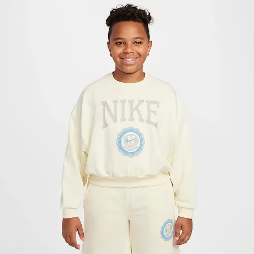 Nike Sportswear Club Big детские (Girls') French Terry Crew-Neck свитшот цвет белый