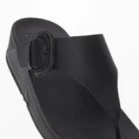 Japonki FitFlop Lulu Coveколір червоний-Buckle Raw-Edge Leather Toe-Thongs HG9-001 - Чорні