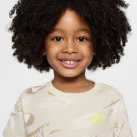 Nike Sportswear Toddler On the Move Printed Tee and French Terry шорты набор цвет коричневый