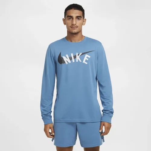 Nike чоловічі Dri-FIT Long-Sleeve Fitness футболка блакитний